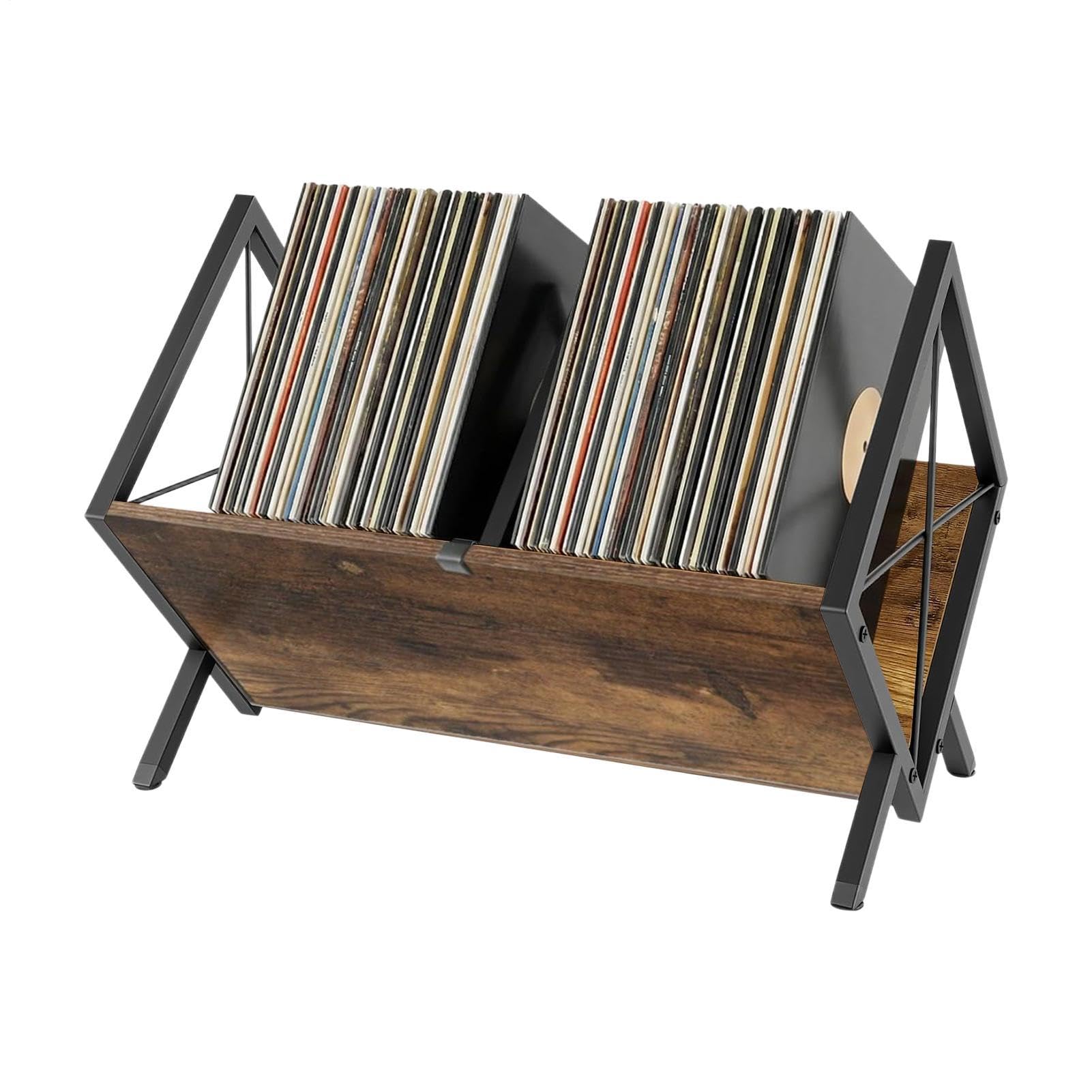 Scaffale per la Conservazione dei Dischi Marrone Spazioso Rustico Capacità | Mensola Espositiva Per Collezione Di LP In Vinile Per Camera da Studio Biblioteca Dormitorio Soggiorno