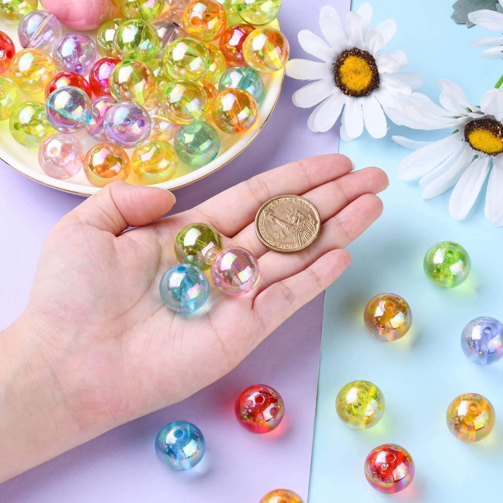 DanLingJewelry 100Pcs 20mm Acrylic Crystal Beads Round Spacer Beads AB Color Acrylic Crafts Beads for Necklace Bracelet Jewelry Making - Image 4