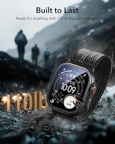 Vista 8 de ESR Armorite - Protector de pantalla para Apple Watch Ultra 3 2025 /Ultra 2 /Ultra (49 mm), protección de grado militar, película de vidrio templado