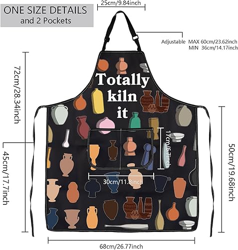 Miniatura 2 de MBMSO Delantal de artista de cerámica 'Totally Kiln It' - Regalo para hacer cerámica con bolsillo para los amantes de la cerámica