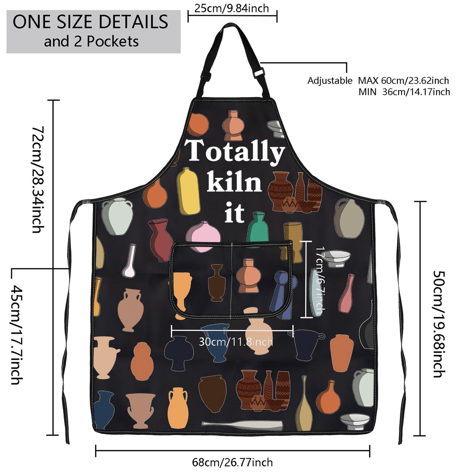 MBMSO Ceramic Artist Apron 'Totally Kiln It' - Pottery Maker Gift With Pocket for Ceramic Lovers