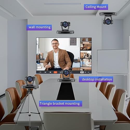 Miniatura 6 de Cámara PTZ 4K 30X Zoom óptico AI seguimiento automático - Cámara de conferencia profesional con HDMI/3G-SDI/USB/POE IP Streaming para adoración de