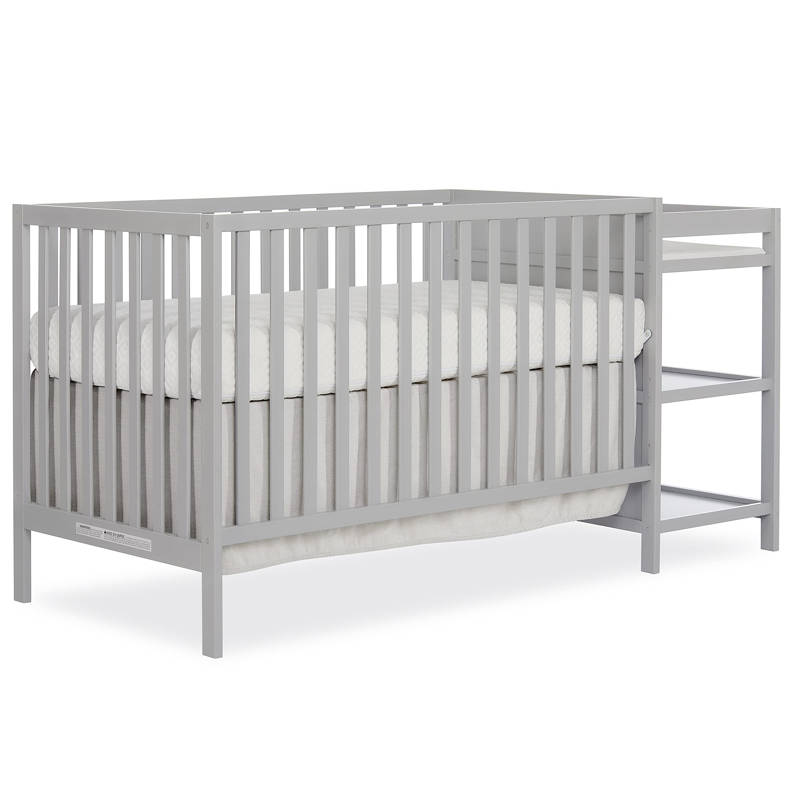 Dream On Me Synergy Convertible Crib and Changer in Pebble Grey with Detachable Changing Table, JPMA Certified, 1” Changing pad