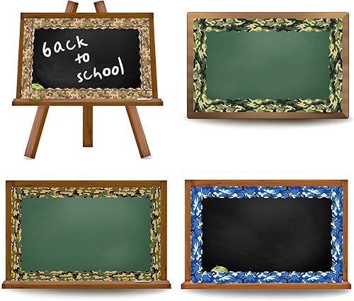 Miniatura 4 de Bordes de tablero de anuncios de camuflaje de 82 pies, 4 diseños, 72 unidades, color verde, marrón, azul y negro, calcomanías de borde de camuflaje