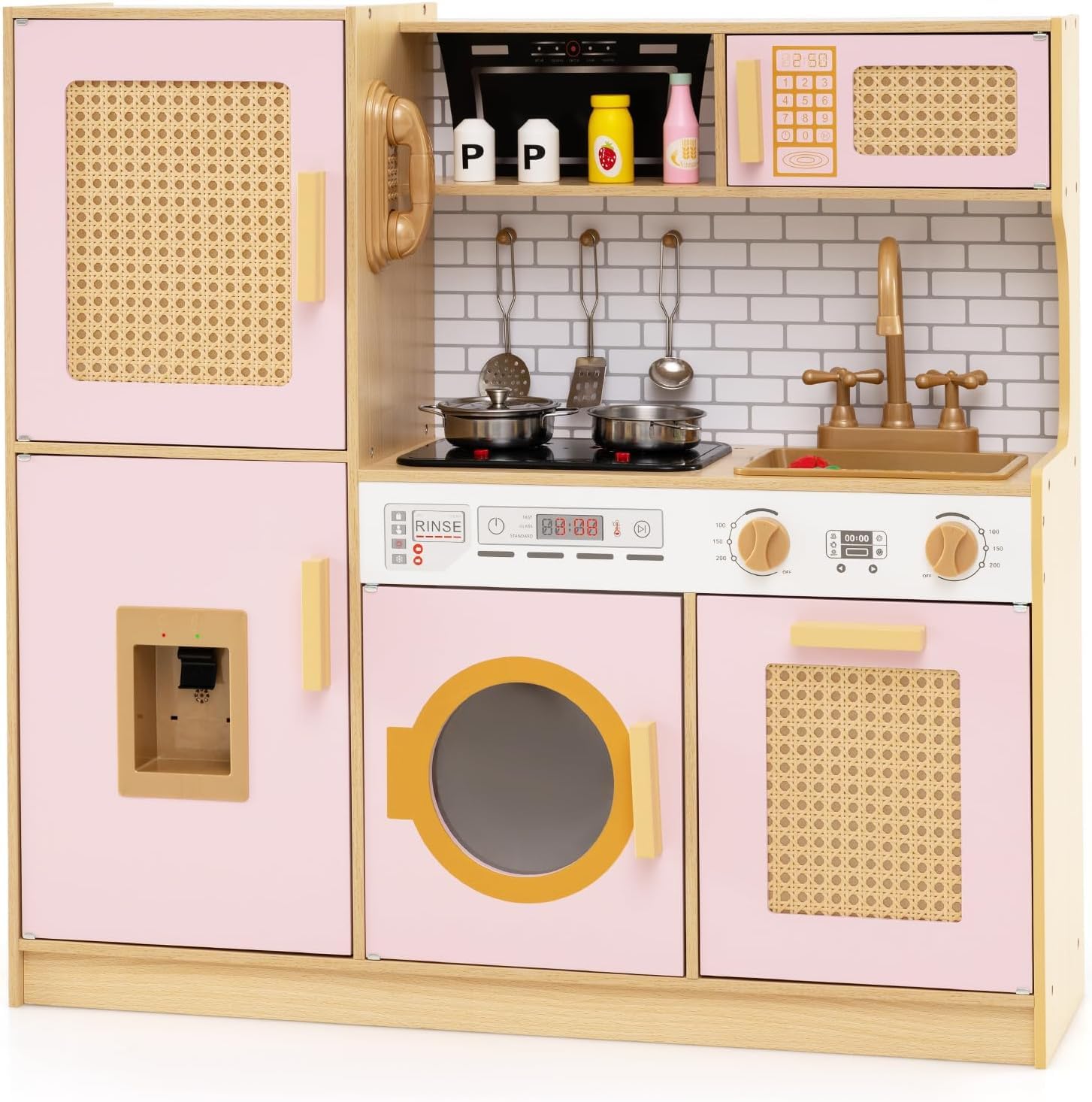 Cocina de Juguete, Juego de Cocina de Juguete con Campana Extractora y Lavadora, Bonitos Cocina de Juguete, Juego de Cocina de Juguete con Campana Extractora y Lavadora, Bonitos