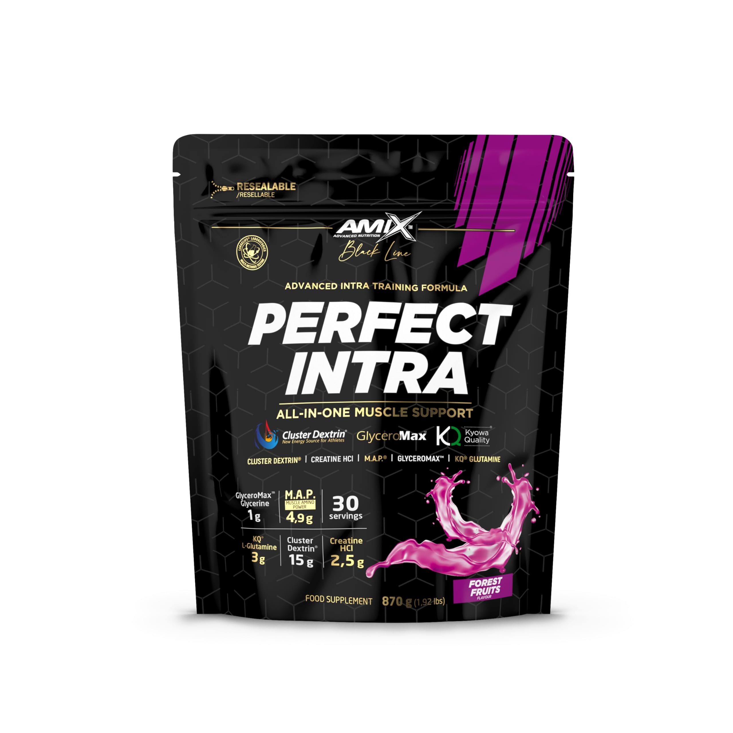 AMIX | PERFECT INTRA- ALL-IN-ONE MUSCLE SUPPORT- Suplemento avanzado Intra-Entrenamiento – mejorar el rendimiento, retrasar la fatiga- 870 g - Sabor Frutas del bosque