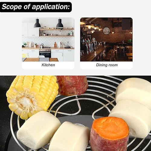 Miniatura 9 de Cabilock Estante de cocina redondo de acero inoxidable, estante de vapor para parrilla, estante de enlatado, estante de enfriamiento para hornear,