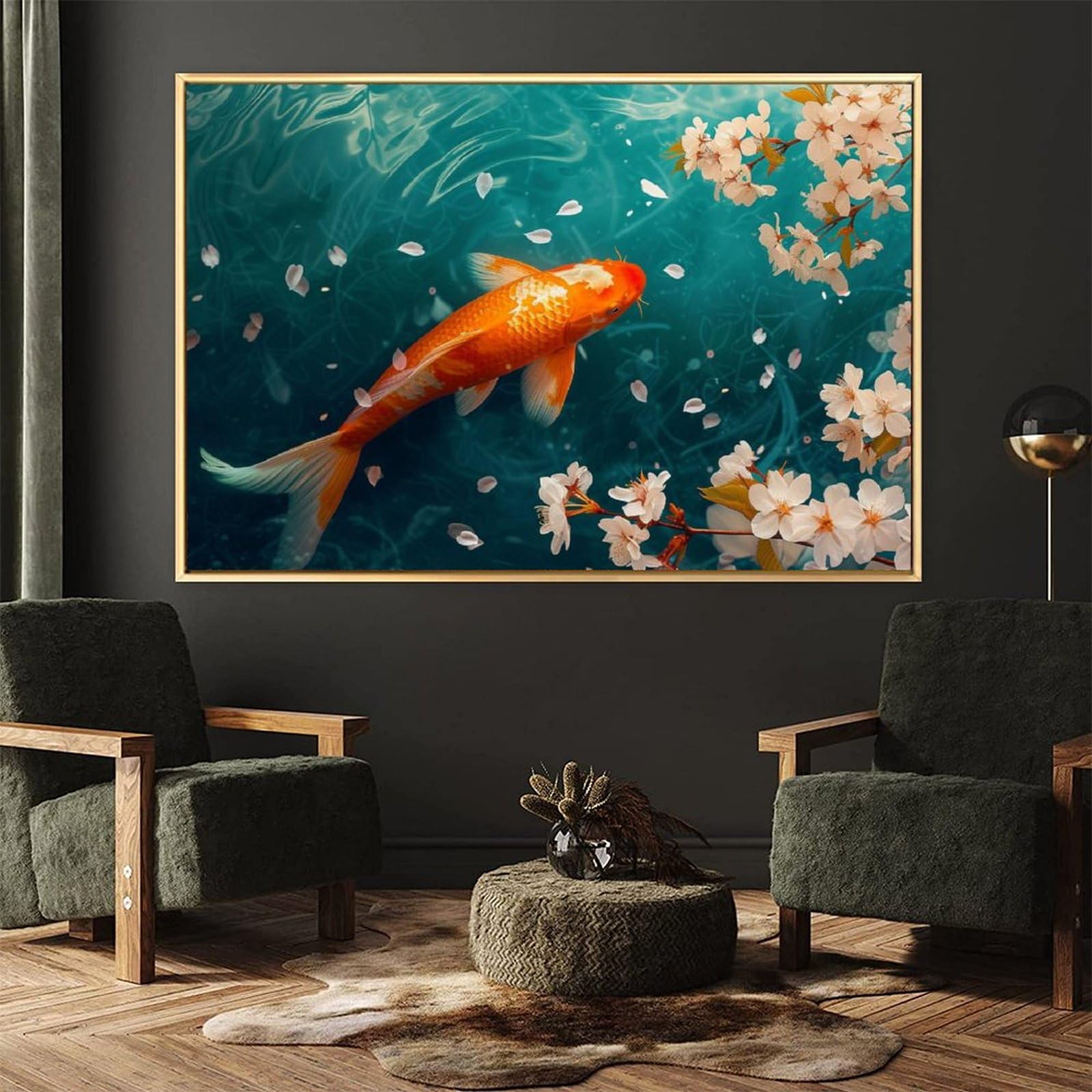 Amazon.co.jp: 絵画 水遊びする金魚 アートパネル ポスター 超リアルな