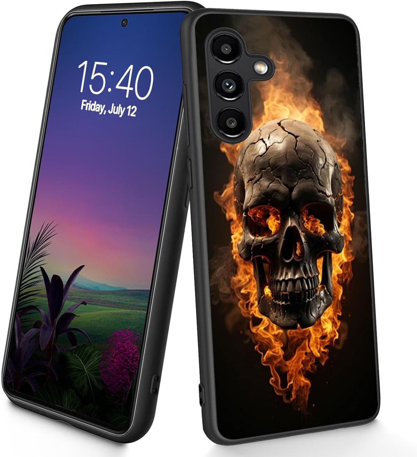 Bxgolkgd Designed for Galaxy A36 5G Case,Slim Soft TPU Silicone Shockproof Anti Slip Protective Case for Samsung Galaxy A36 5G 2025 6.7 inch - Flame Skull
