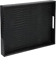 Vista 14 de HofferRuffer Bandeja Rectangular para Servir con Asas con Orificios para Mesa de Café, Desayuno, Té, Comida, Mayordomo - Encimera, Cocina, Bandeja