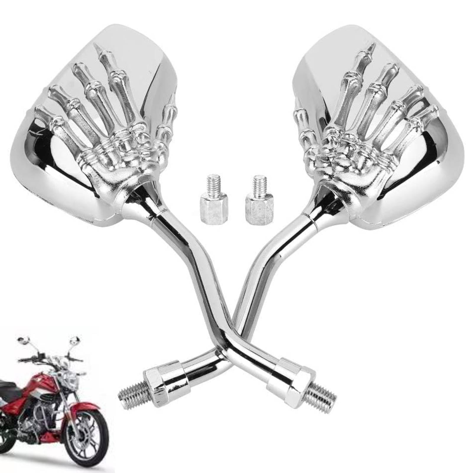 Specchietti retrovisori, 2 pezzi, filettatura 8 mm, 10 mm, cromati, universali, HD, moto, scheletro, manubrio manuale, riflettore per bicicletta, ATV, scooter, e-bike