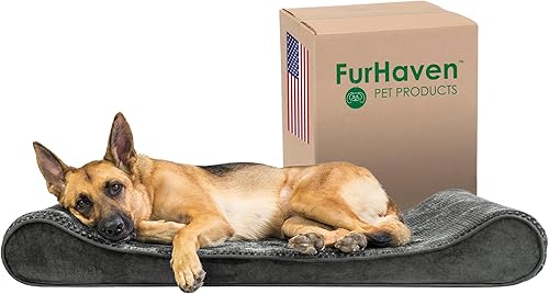 Miniatura 1 de Furhaven - Cama ortopédica de felpa Minky y terciopelo para perros, con funda extraíble lavable, color gris, jumbo (XL)