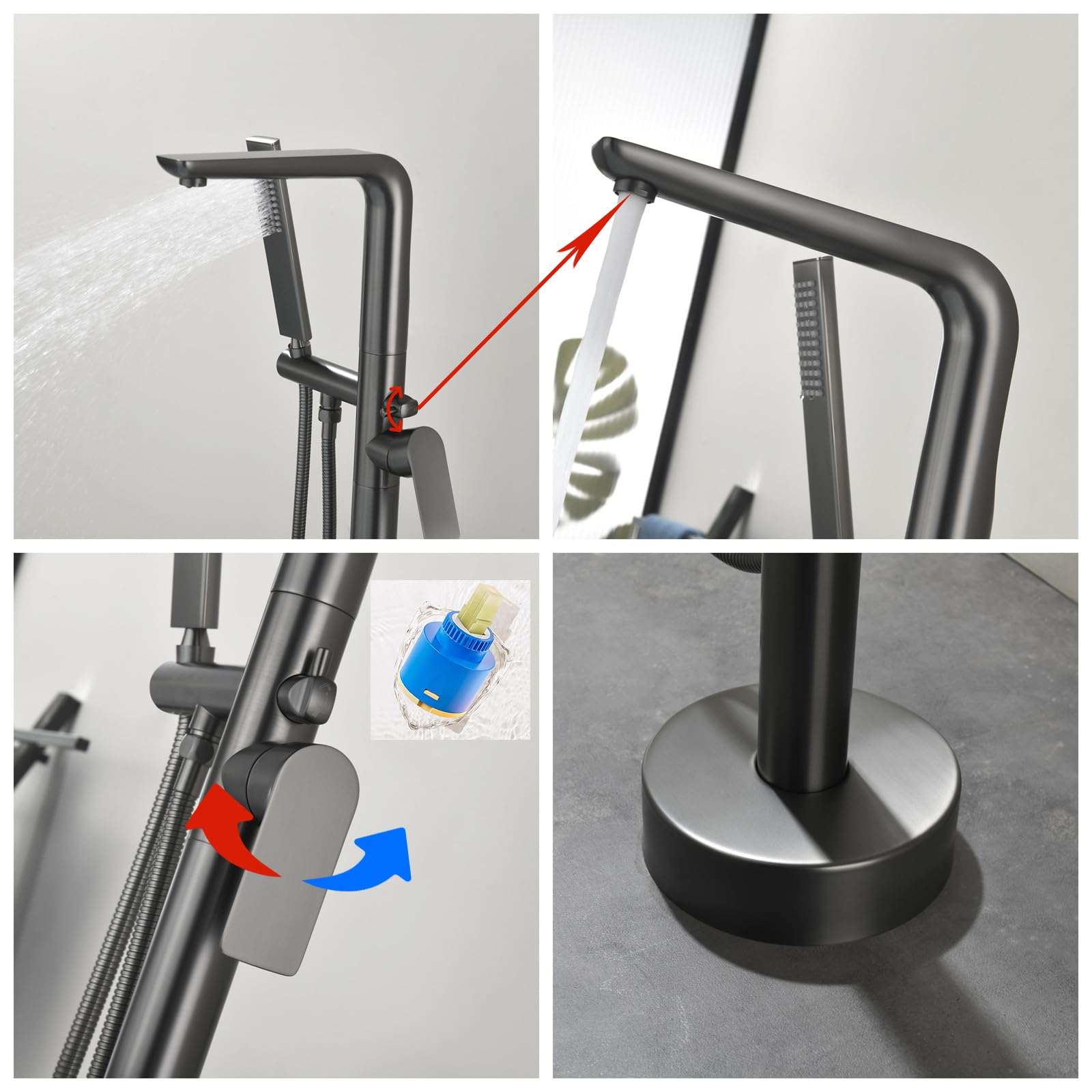 BiaoTeng Grifo de Suelo para Bañera Moderno Negro
