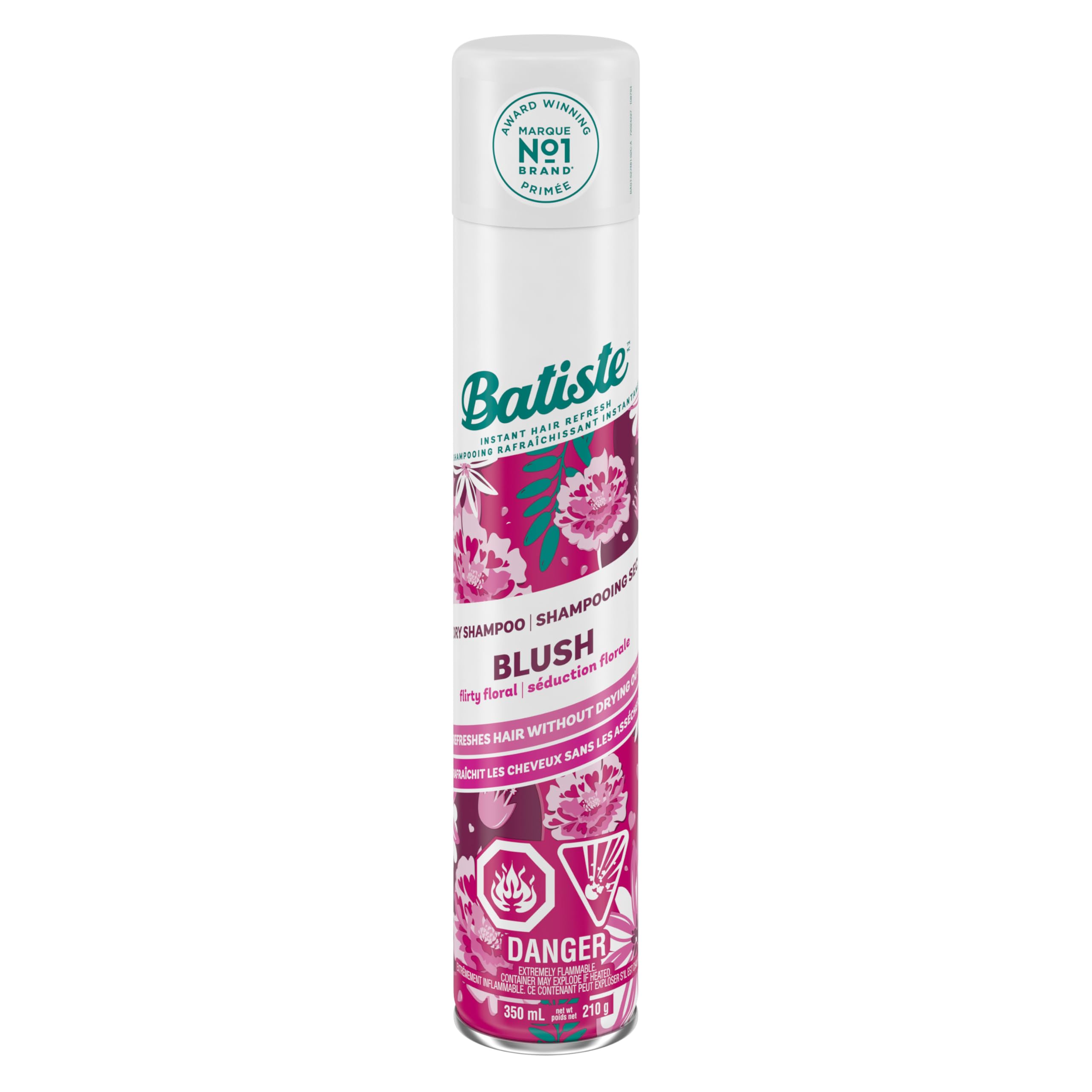 Batiste Dry Shampoo Spray, Blush Scent, 350-ml, Floral & Flirty Blush scent leaves hair smelling great, Instantly Refresh Hair and Absorb Oil Between Washes