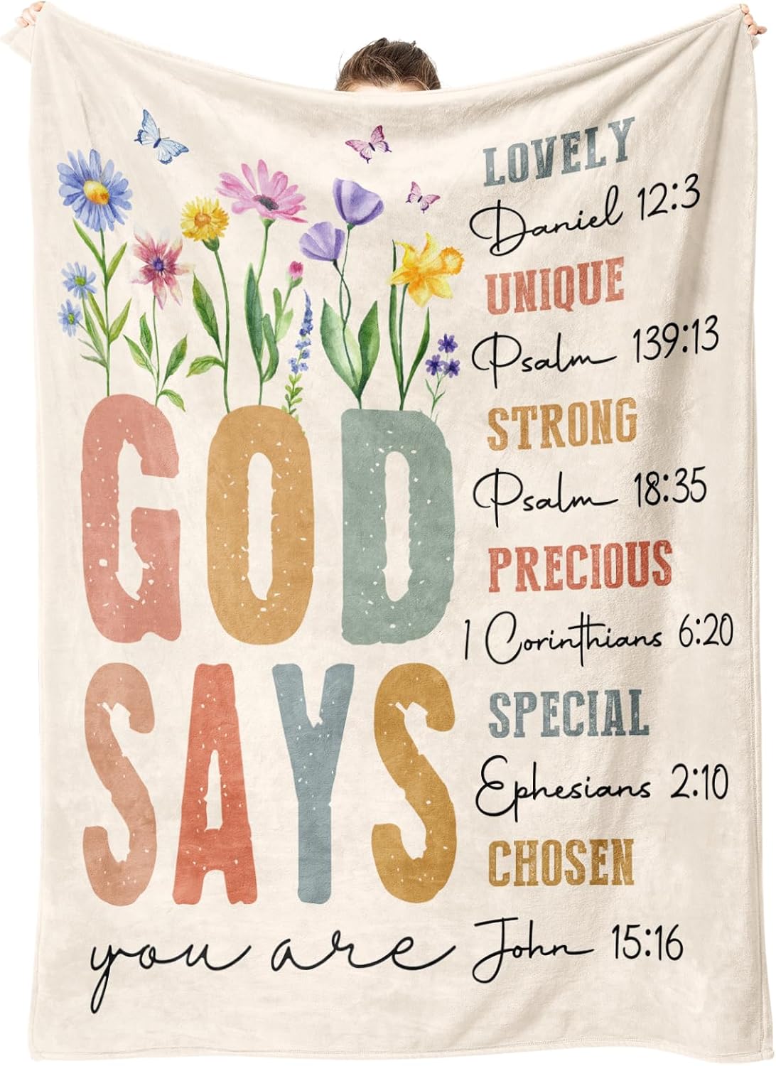 SteadStyle Christian Gifts for Women Birthday - Inspirational Floral Throw, Religious Birthday Gift for Women, Christian Blanket for Mom Sister Friend Girl, Baptism Confirmation Spiritual Gift for Her