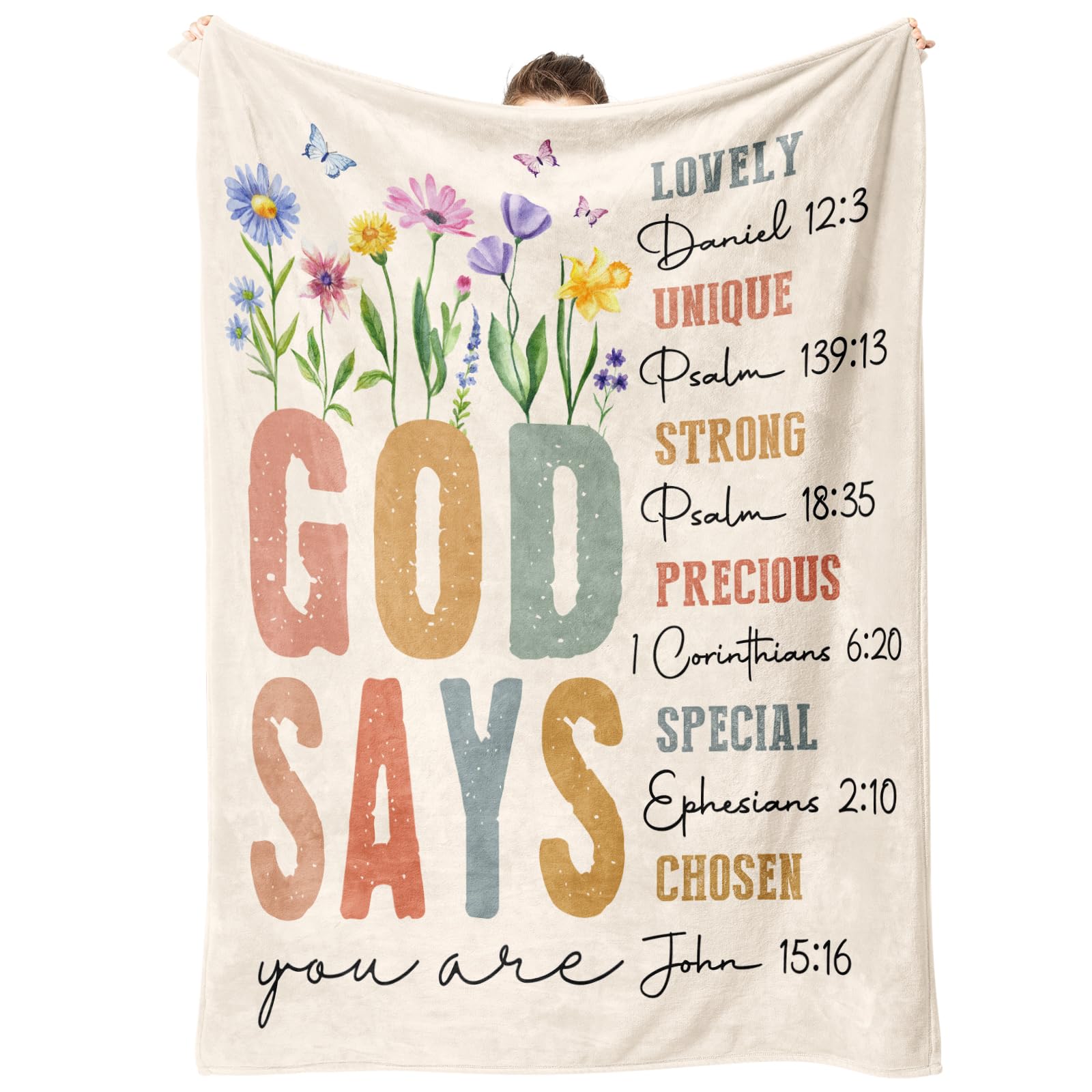 Christian Gifts for Women - Inspirational Floral Throw, Religious Birthday Gifts, Christian Blanket for Mum, Sister, Daughter, Friends, Spiritual Gifts for Her, Baptism & Confirmation Gifts