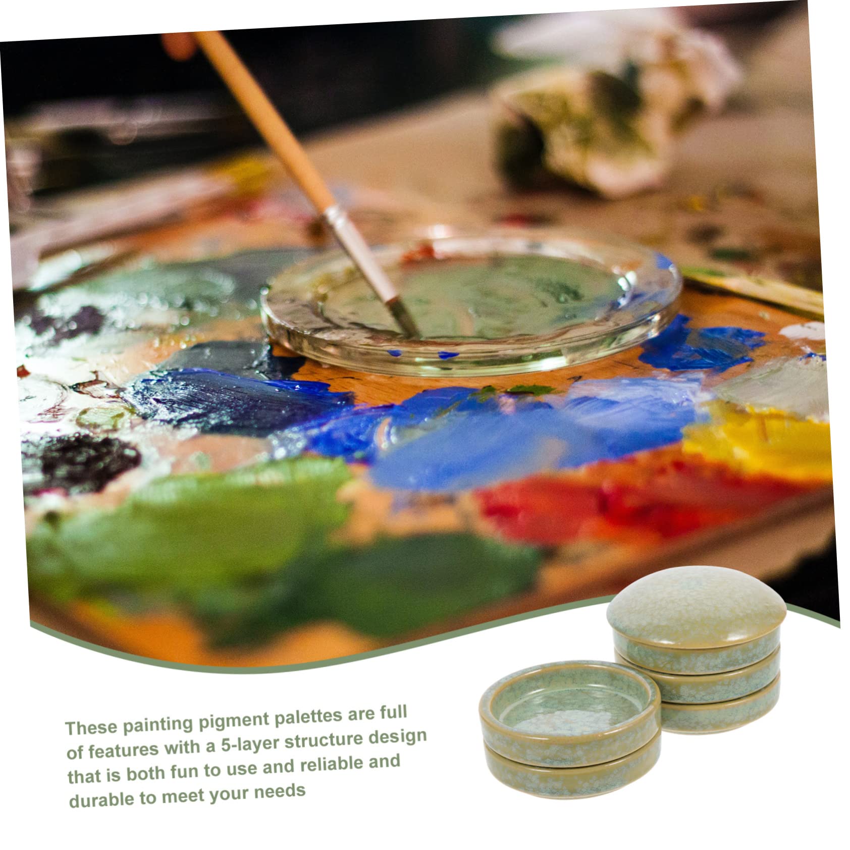 Palette de Peinture Céramique Verte à Cinq Couches, 1 Set