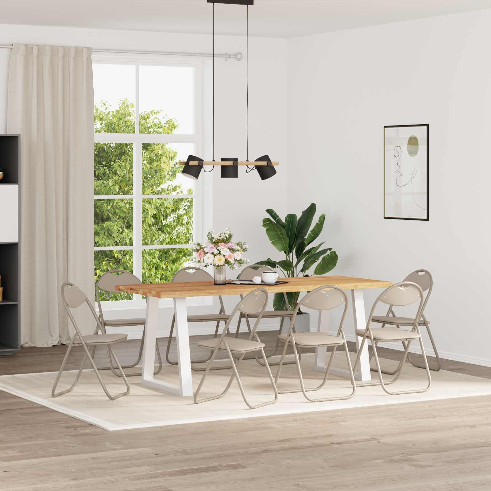 Chaise pliante 8 pièces en cuir synthétique sable 48 x 43,5 x 81 cm