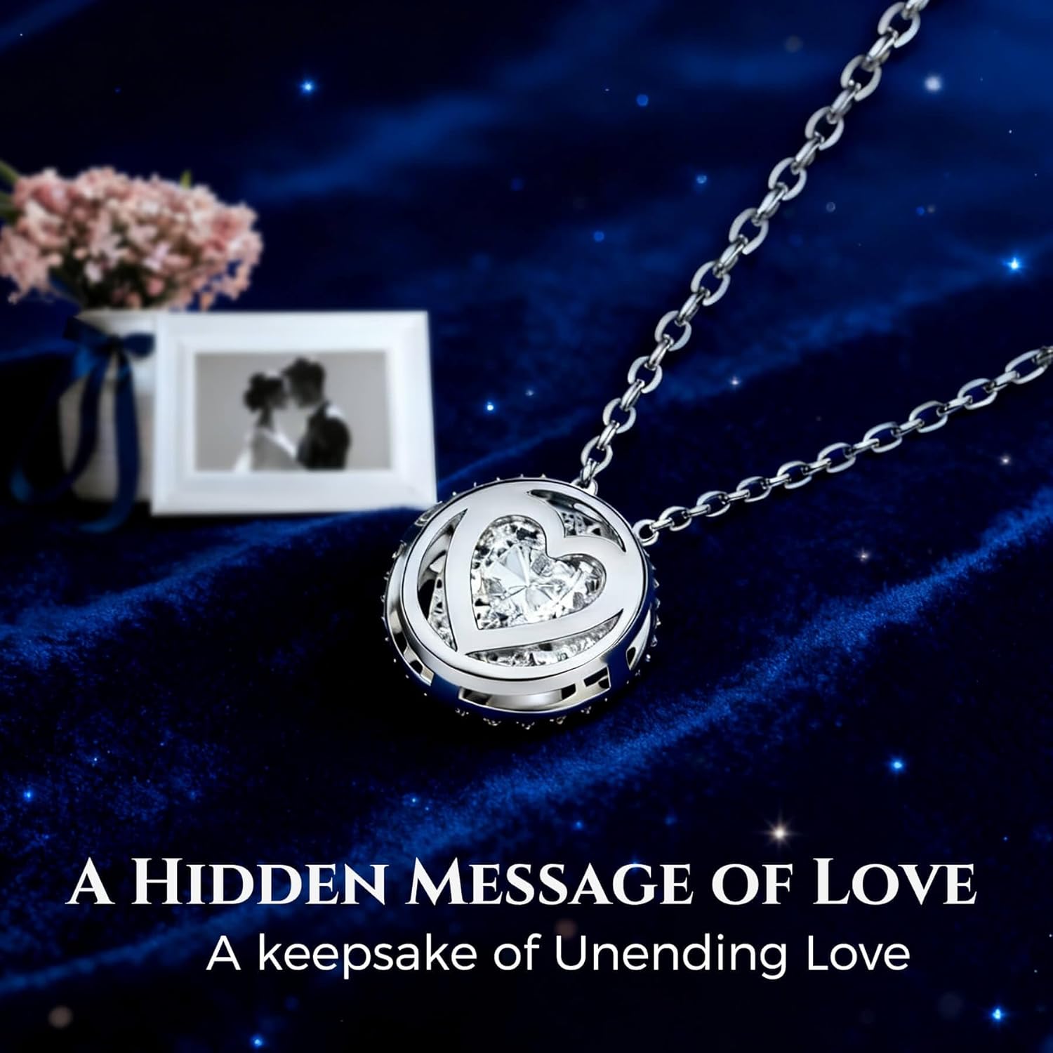 Moissanite Necklace for Women S925 Sterling Silver Jewelry Solitaire Halo Pendant Lab Created Gem for Her Gift for Mothers Day Wedding Anniversary Birthday - to My Wife Daughter Mom Grandma Girlfriend - Image 3