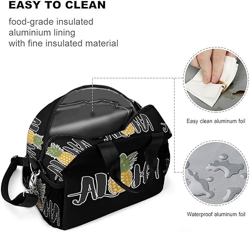 Miniatura 7 de Bolsa de almuerzo hawaiana única, reutilizable, aislada, bolsa de lonchera, contenedor para mujeres y hombres