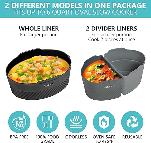 Miniatura 3 de Forro para crockpot, revestimiento de silicona reutilizable para crockpot, inserto divisor de olla Crockpot, separadores de silicona para olla de