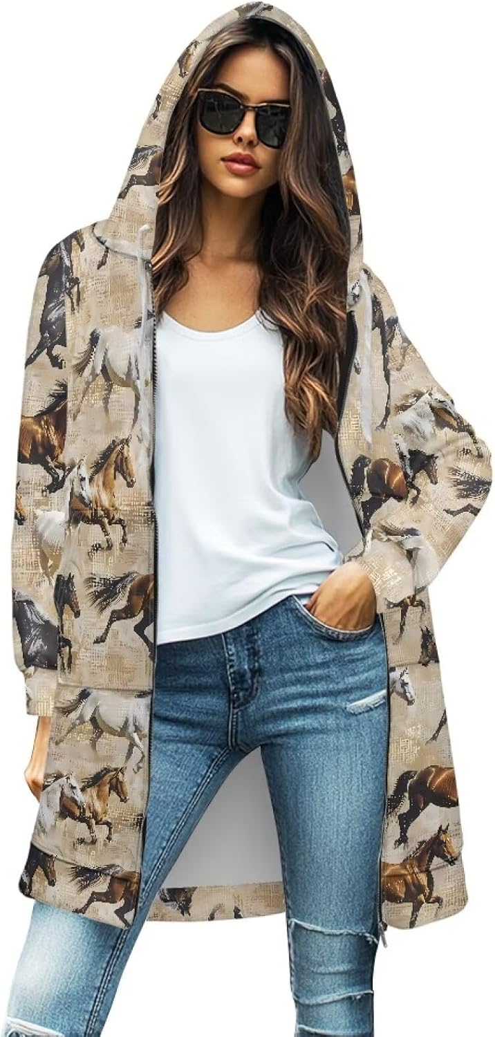 Women Zip Up Hoodies Long Sleeve Lightweight Hooded Sweatshirt Oversized Fall Winter Jacket with Pockets Plus Size