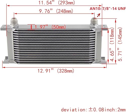 Miniatura 5 de PKSABB Enfriador de aceite universal AN10 con placa apilada de 9.764 in con soporte + 2 accesorios AN10 (78"-14 UNF) a AN8 (34"-16 UNF) (16