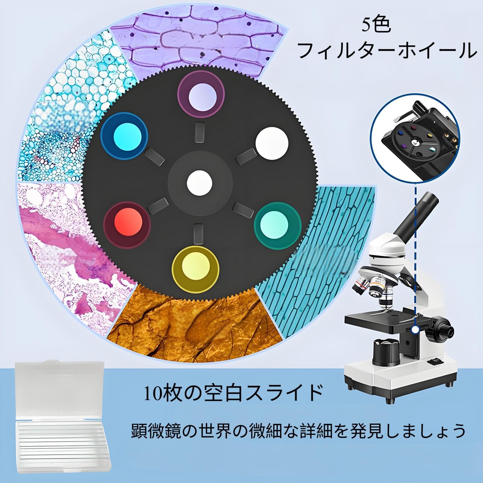 Amazon.co.jp: 新学期 科学探検 携帯型LED単眼複合顕微鏡 40x-1000x 