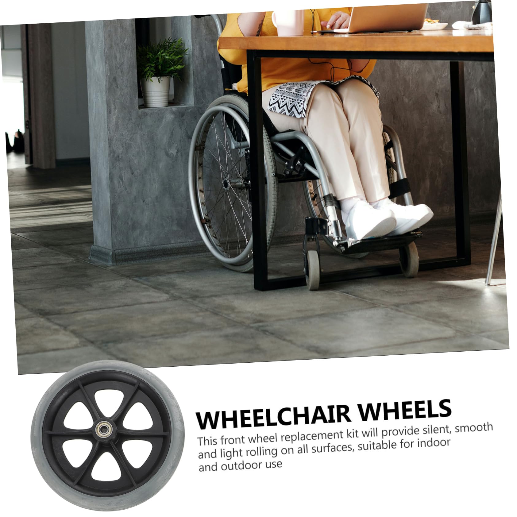 ERINGOGO Heavy Duty Front Wheel Replacement for Wheelchairs Durable Portable Accessories for Medical and Mobility Scooters Non Slip Wear Resistant