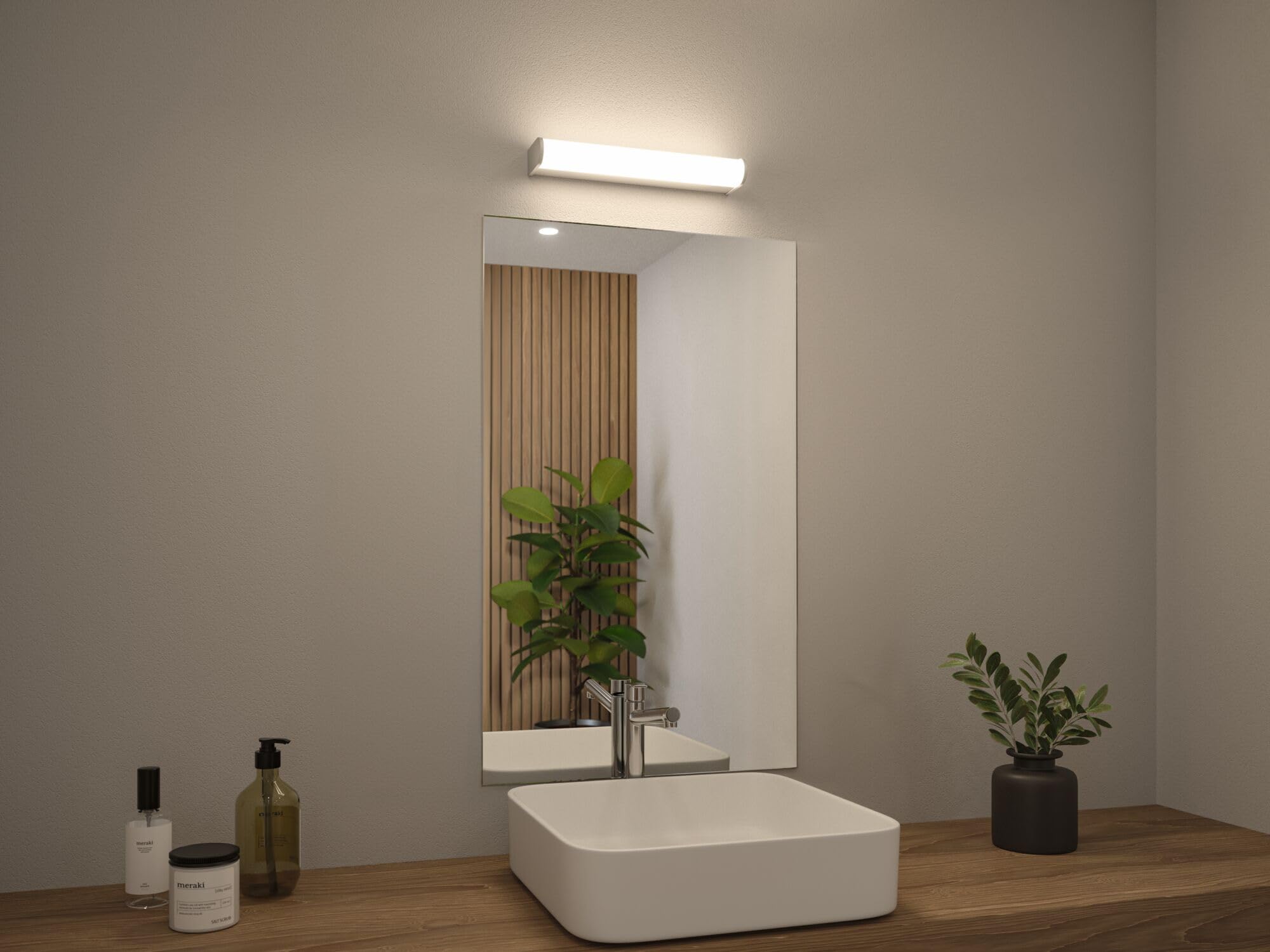 Paulmann 70879 Aplique LED Arneb incl. 1x9 W IP44, lámpara de techo, cromo, lámpara de baño, aluminio, acrílico, luminaria para espejo 3000 K