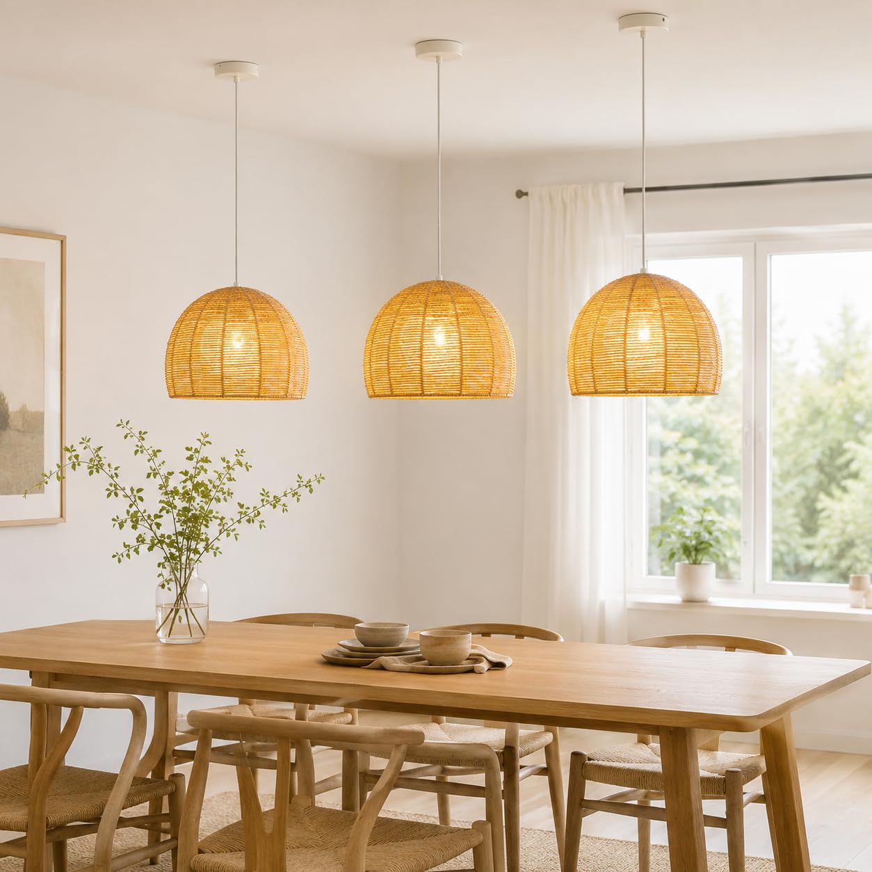 Alpinaluz Lampa Wisząca E27 Pleciony Papier Odcień Juty 2 Warstwy Ø32 cm