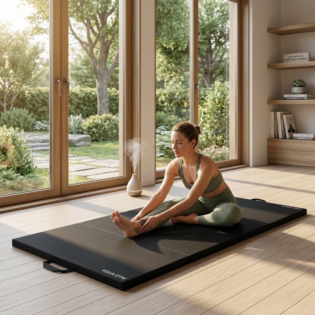 Esterilla de yoga lavable para gimnasio, ejercicio, gimnasia, entrenamiento, espuma de alto destino, plegable, 72 x 24 x 22 mm, tapete de yoga plegable para viajes, tapete