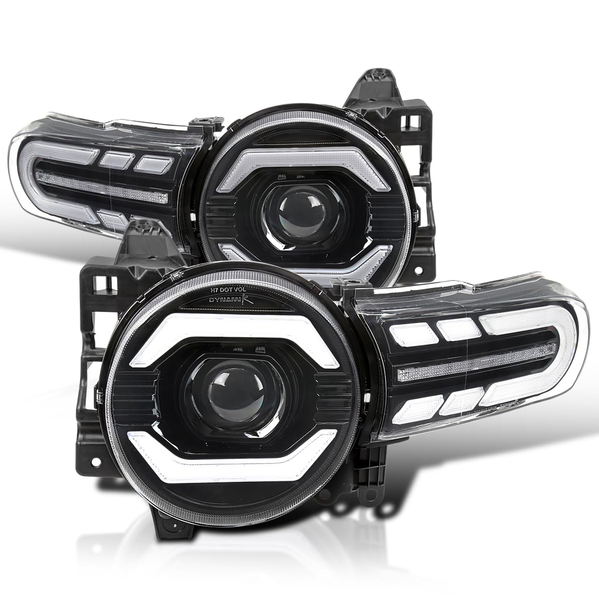 Spec-D Tuning Black LED Projector Headlights w/Sequential Turn Signal Compatible with 2007-2014 Toyota FJ Cruiser, Left + Right Pair Headlamp Assembly