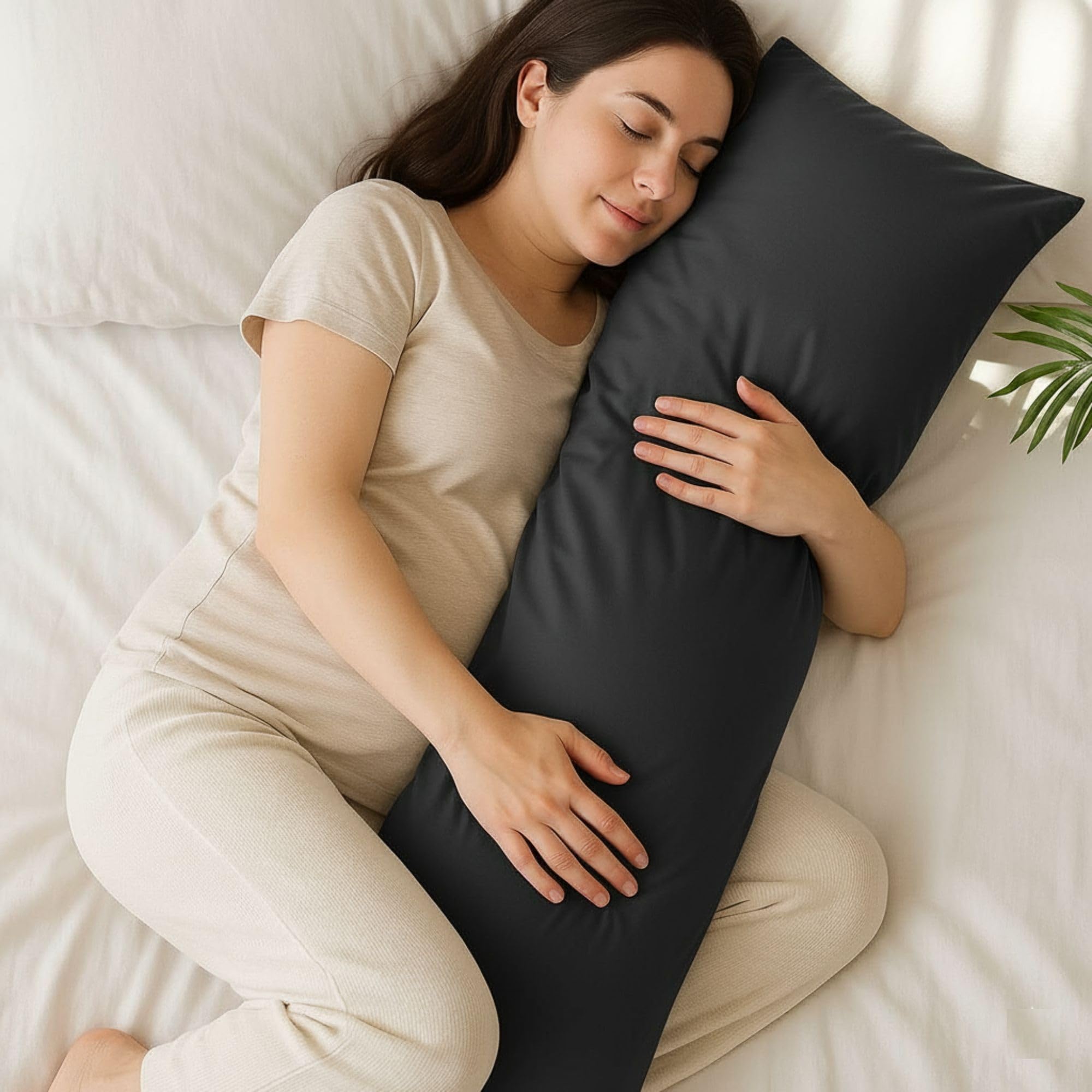 Crazypriceuk Polycotton Bolster Pillow Case Cover – Soft, Durable & Machine Washable Pillowcase to Fit Single, Double, King & Super King Bolster Pillows (King 72 Inch, Black)