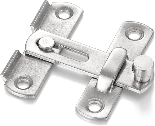 Miniatura 6 de INIRET Paquete de 4 pestillos de puerta de granero, 1.89 x 1.89 pulgadas, níquel cepillado, acero inoxidable, puerta de granero, cierre de puerta