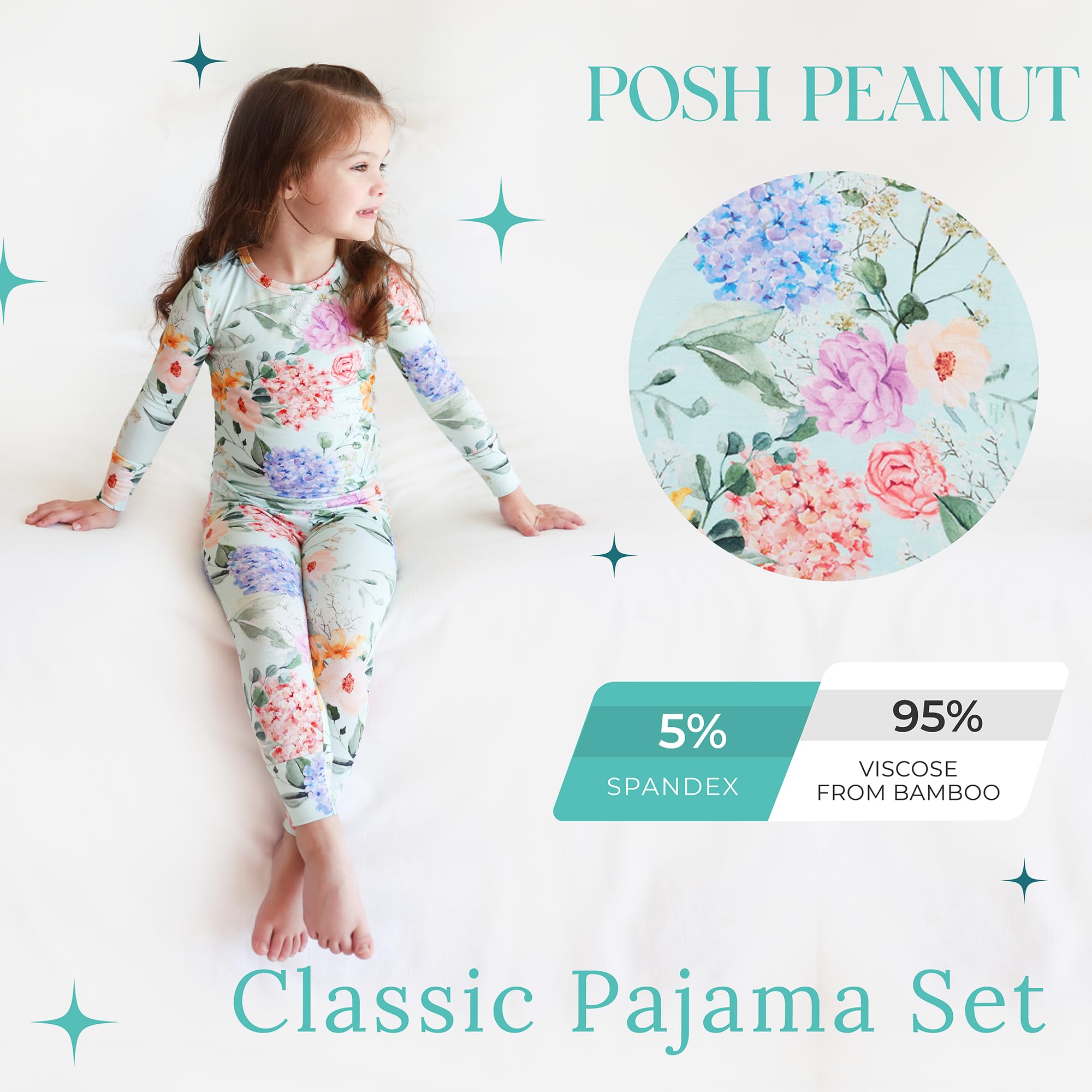 Posh Peanut Girls Pajamas - Soft, Viscose from Bamboo PJs for Kids - Matching, Long Sleeve Toddler Pajamas for Girls (18-24 Months) Erin
