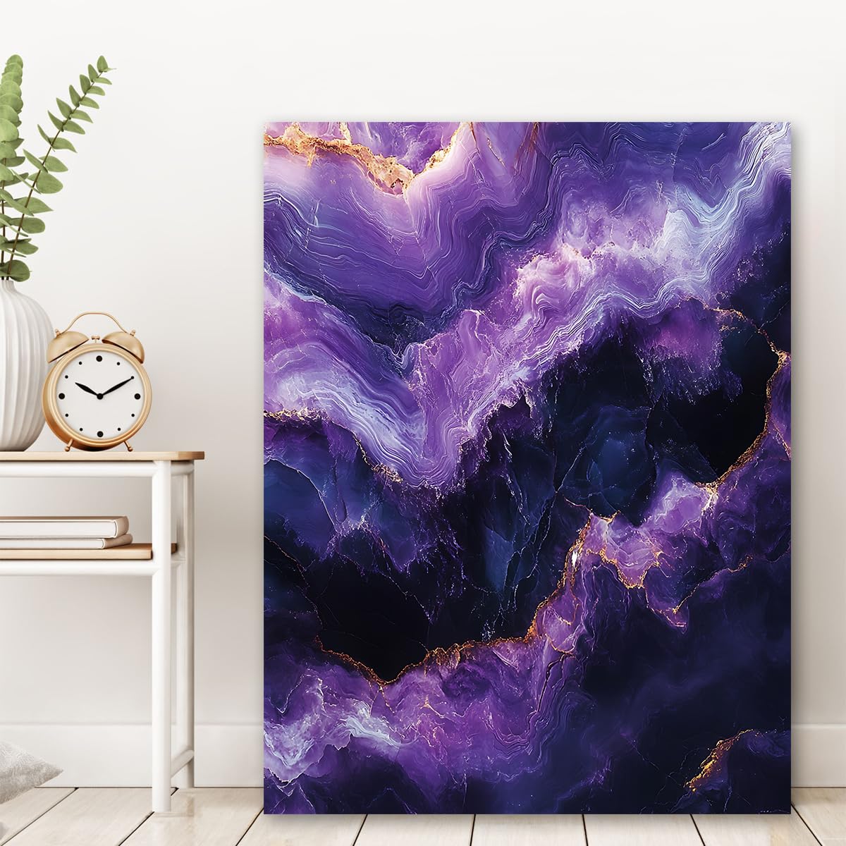 TOANGWALL Głęboki fioletowy ametyst płótno oprawione sztuka ścienna jadalnia piękny kryształ fioletowy wir rudy druki dla hotelu korytarza apartament dekoracja 90x110cm