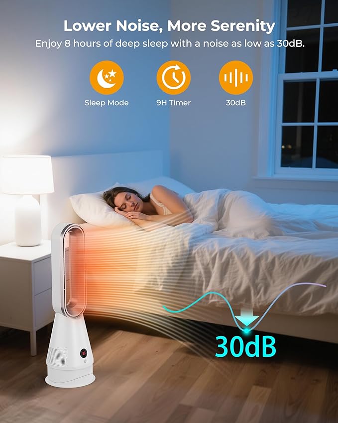 Calefactor Eléctrico Ventilador Sin Aspas 1600W 220V con Control Remoto y Temporizador miniatura 6