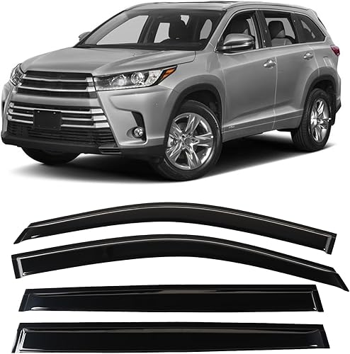 Miniatura 1 de 4 viseras de ventana, deflectores de ventilación, protección solar, viento, lluvia, para 2014-2019 Highlander Viseras de ventana de coche