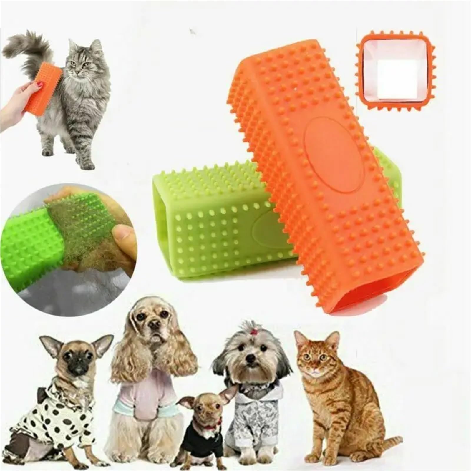 Spazzola for la rimozione dei peli degli Animali Domestici Rimozione Efficace Gatti for Cani Pulizia della Gomma Cava in Silicone for(Green)
