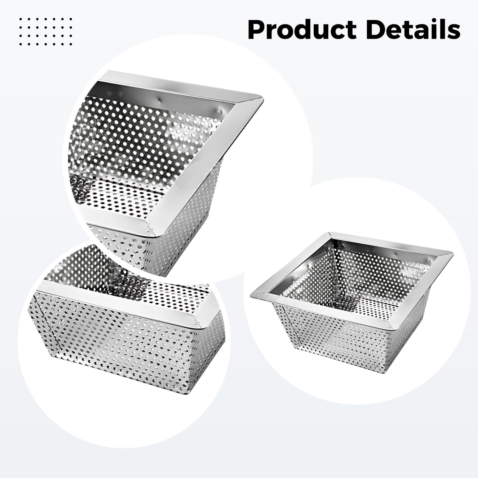 Colador de drenaje de piso de acero inoxidable, inserto de drenaje antiobstrucción con antiolor, diseño antiinsectos, gran capacidad, 10.2 x 10.2 x 4.9 pulgadas, para cocina, baño, balcón