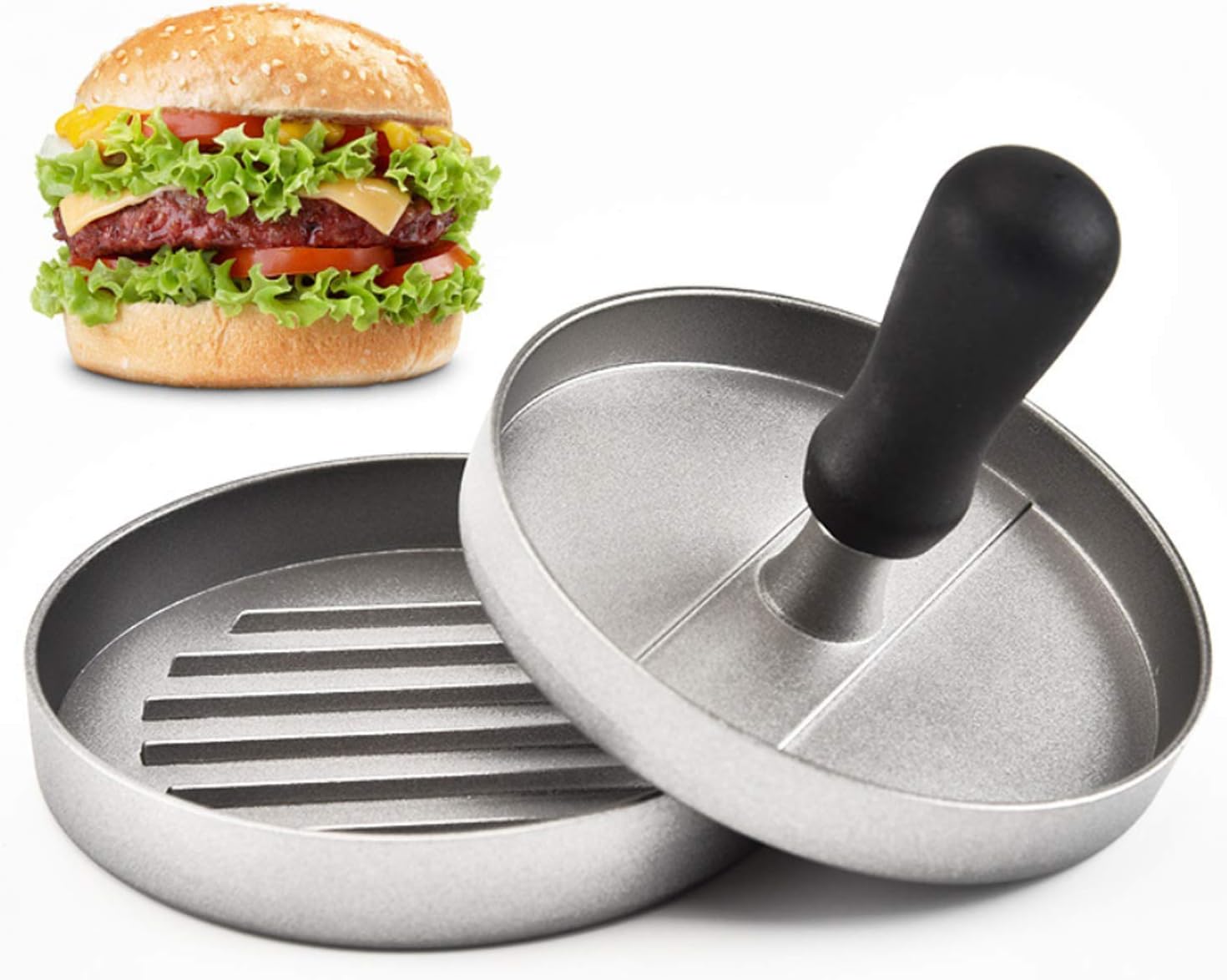 Nyganmelloz Best Burger Press — Aluminum Hamburger Patty Maker for Stuffed Burgers—Quality BBQ Grilling Accessories (Single)