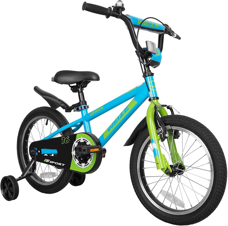 WEIZE Kids Bikes 16 20 Inch Boy Bike for Kids BMX Style Bicycle for Boys Girls Ages 4-12 Years Old with Adjustable Seat Training Wheels Front and Rear Fender Multiple Color Options