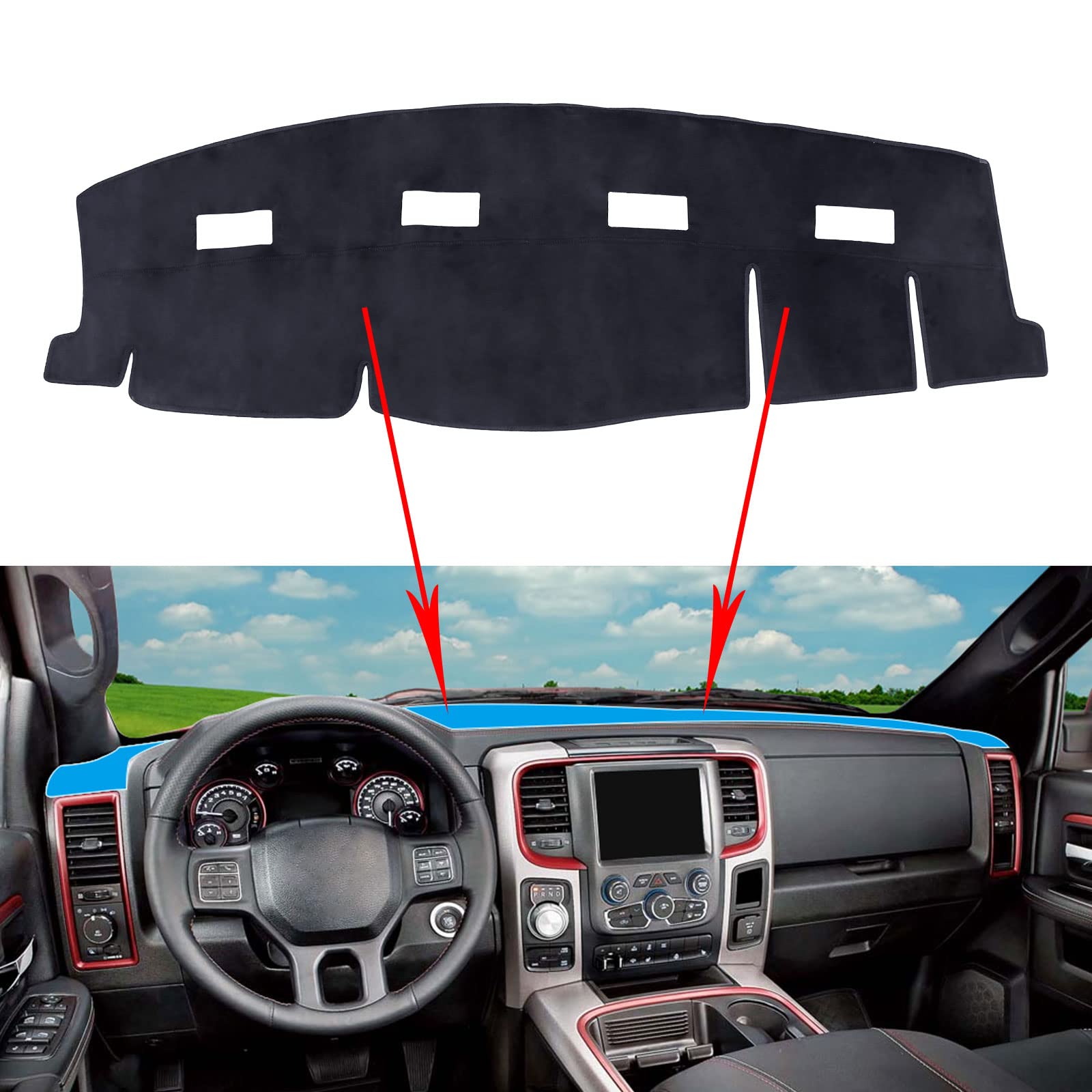 Photo 1 of JDMON Compatible with Flannel Dashboard Cover Mat Dash Board Carpet Dodge Ram 1500 2500 3500 2006 2007 2008 2009