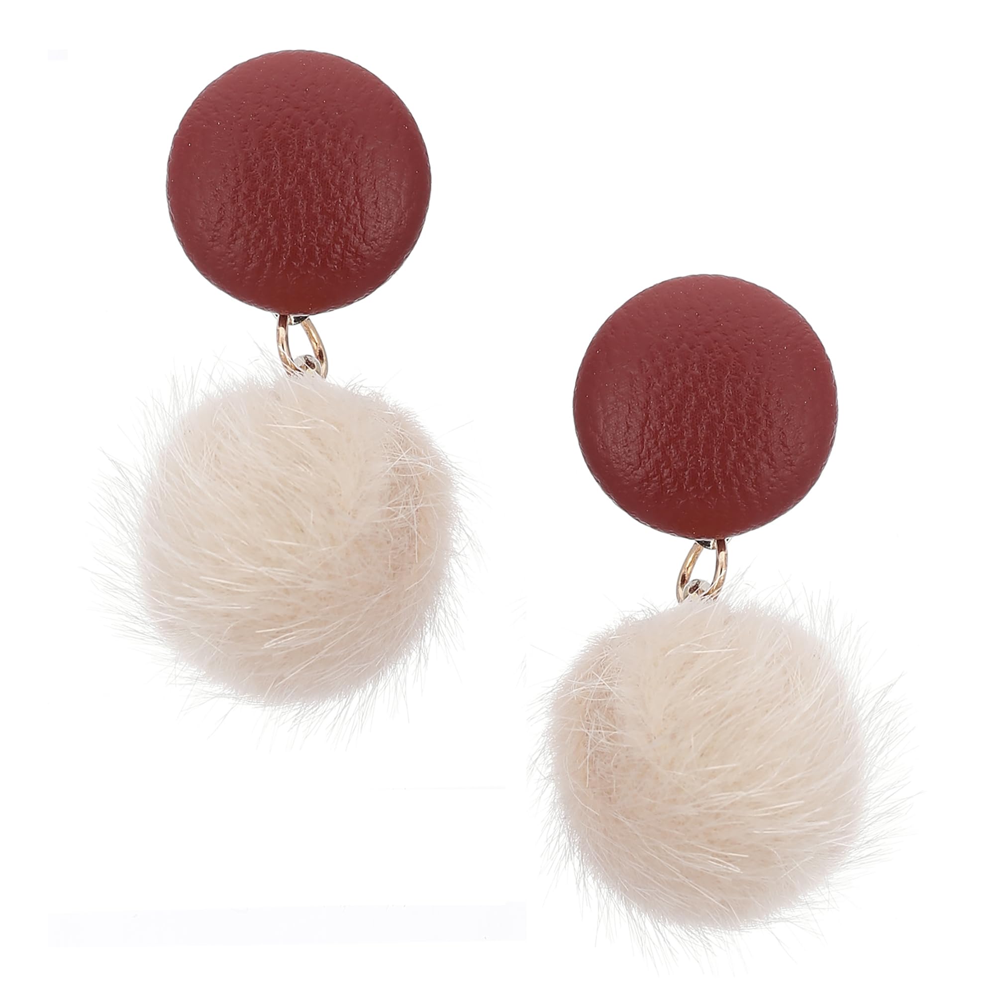Zeneme Earring Gold Plated Fashion Stud Leather & Fur Dangle Earring Jewellery For Girl And Women (B07PTZT4QP) Amazon Price History, Amazon Price Tracker