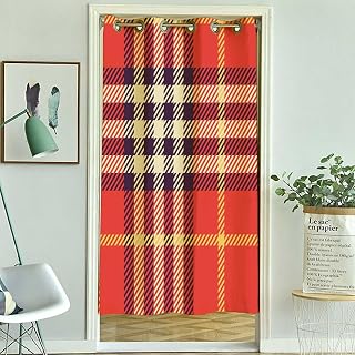 Cortinas Blackout Red Plaid Door Alternatives Cortinas para Ventanas De Cuarto Insulated Glasses (W) 80 X (H) 80 Inches,1Panel