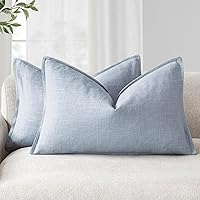 Vista 37 de Foindtower - Paquete de 2 fundas de cojín decorativas de lino unicolor, funda de cojín de acento suave, estilo bohemio, rústico y neutral