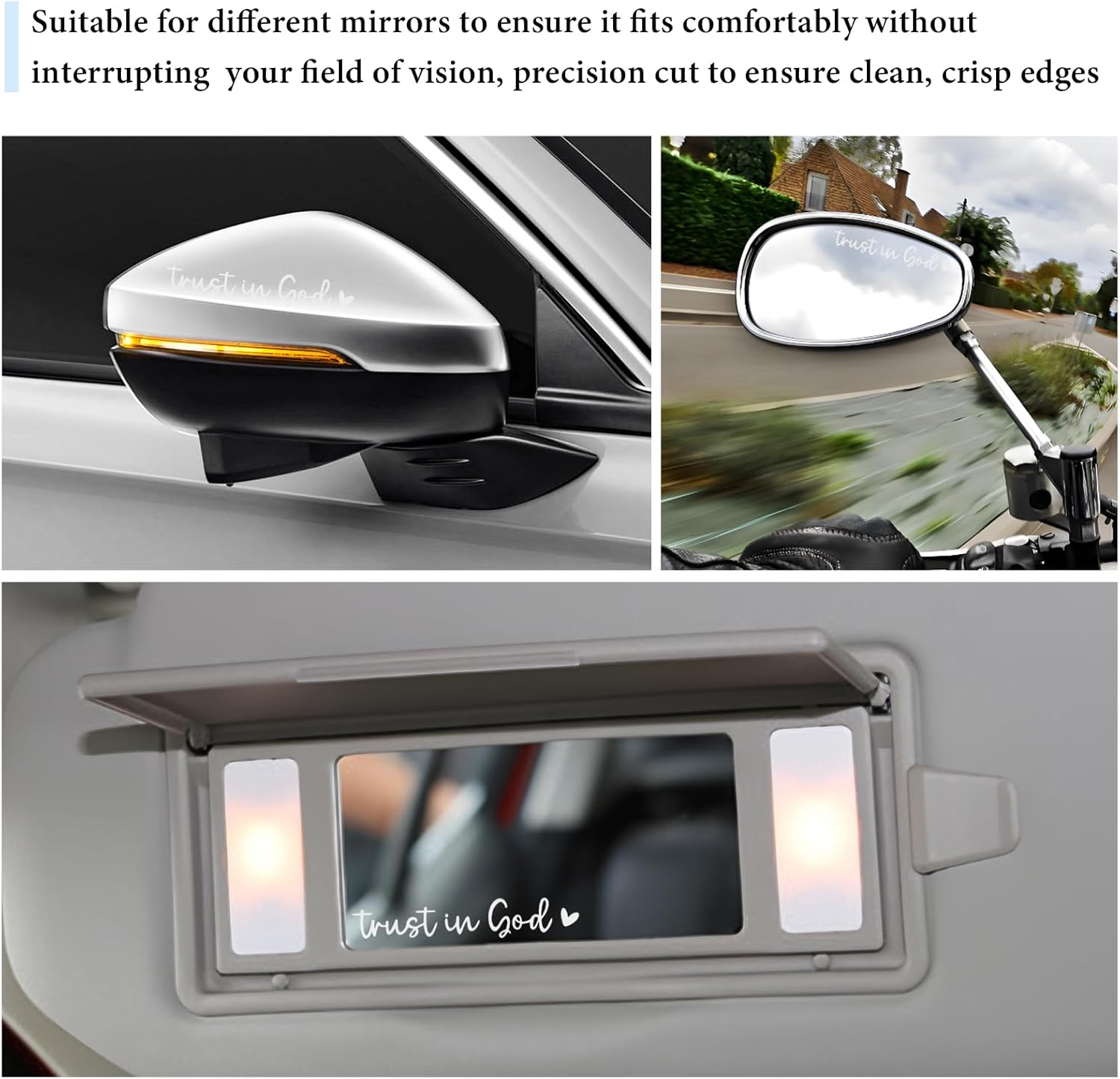 2PCS Trust in God Rearview Mirror Decals, Christian Jesus Sticker Cute Car Mirror Decoration, Waterproof Vinyl Decal Decorative Accessories for Rear Side Mirrors Bumper Laptop (White) - Image 5