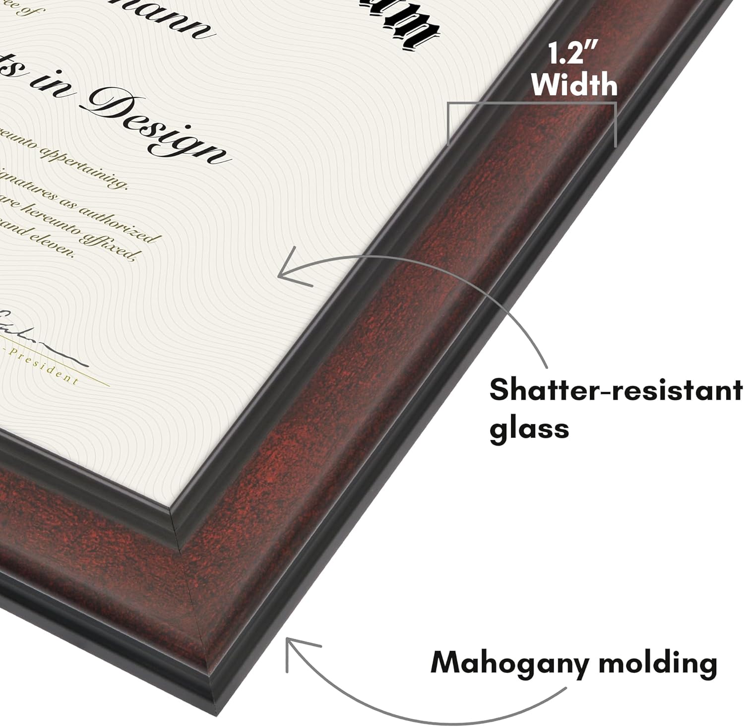 Americanflat 8.5x11 Diploma Frame - For Certificates or Use as 8.5x11 Picture Frame - Ornate Antique Frame with Shatter-Resistant Glass - Legacy Collection - Wall or Tabletop - Black & Mahogany