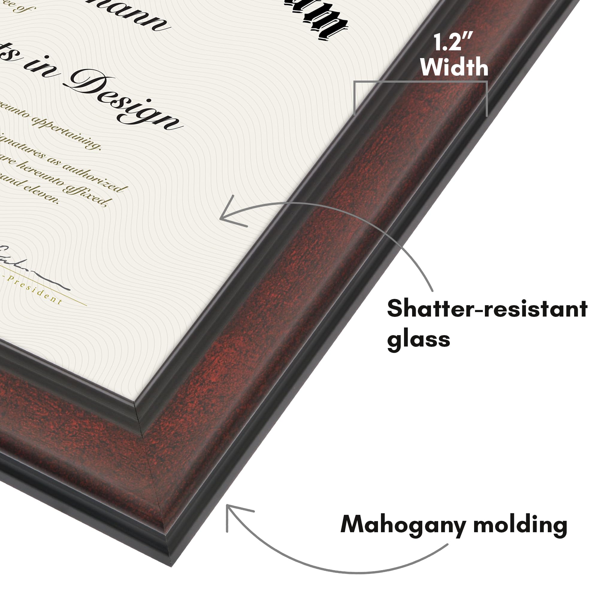 Cornice Americanflat Mogano 20,3 X 25,4 Cm – Con Tappetino 15x20 Cm, Vetro Infrangibile E Retro In Lino – Esposizione Da Parete O Tavolo